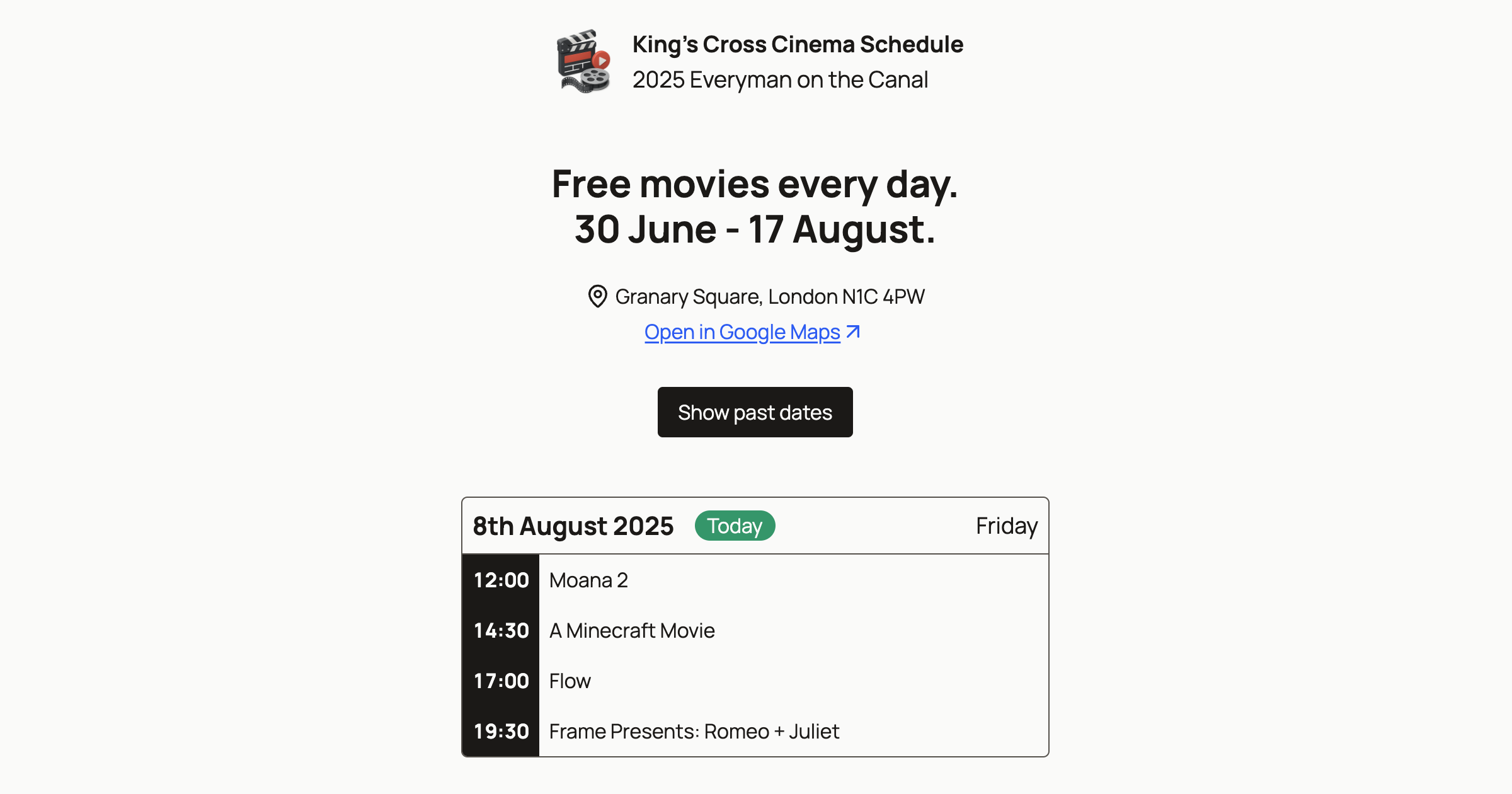 King's Cross Cinema Schedule preview